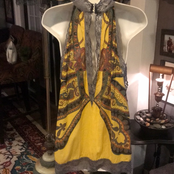 Free People grey and yellow paisley sleeveless top - Picture 3 of 8